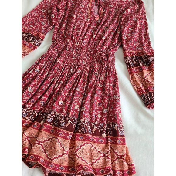 American Eagle Boho Fit & Flare Mini Dress Women's XS Multicolor 100% Viscose - Picture 2 of 6